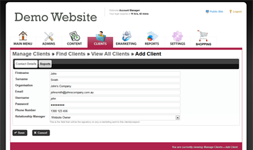 Step 4: Inserting Client's Details
