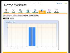 New Client Reports - This shows you how many clients have been added to the website