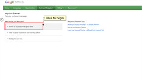 Accessing the Keyword Planner