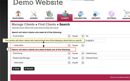 4. Search will return clients who meet at least one specified criteria
